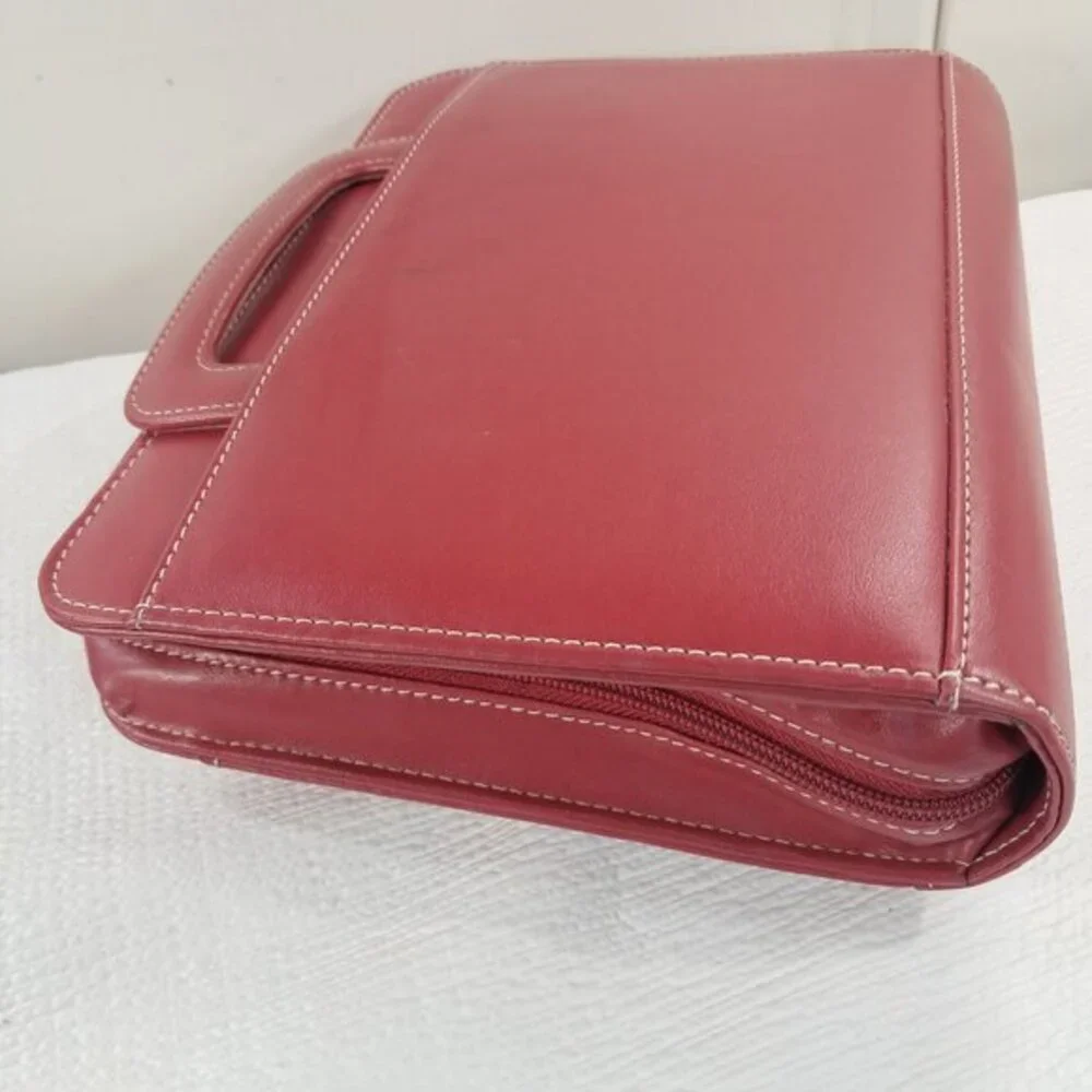 Franklin Covey Red Zip Planner Binder Briefcase Handles 7 ring organizer inserts